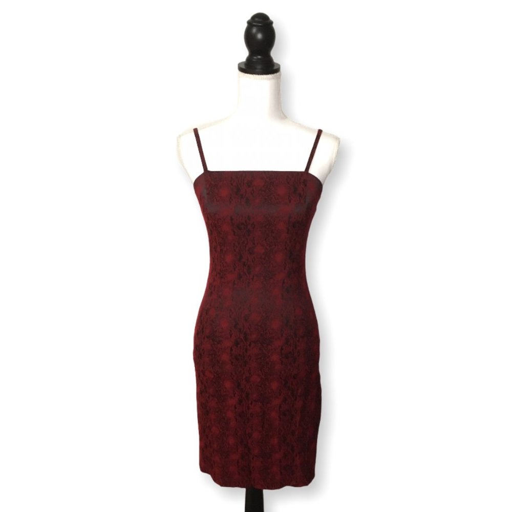 90s Y2k Vintage Express Red Snakeskin Spaghetti S… - image 1